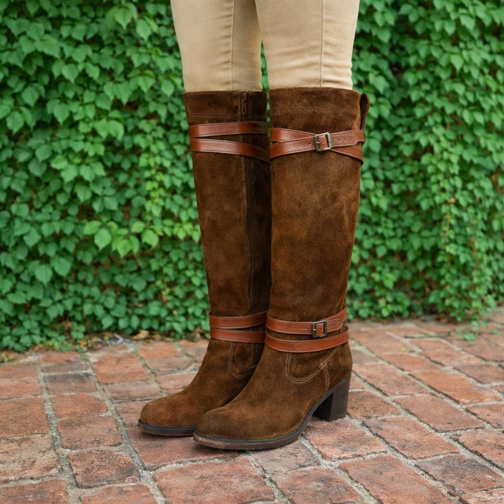 FRYE Oiled Brown Leather Classic Jane Heritage Strappy Boots, 6.5B - Picture 2 of 14